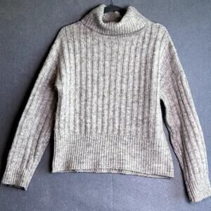 William Rast Womens Small Turtleneck Sweater Tan Oatmeal Casual Cozy